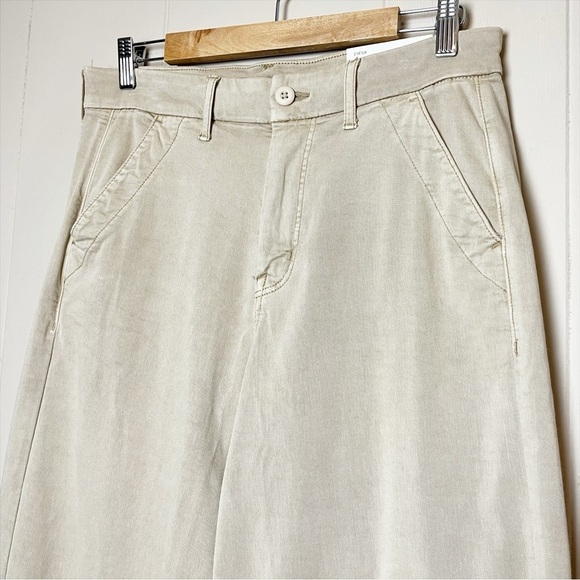 American Eagle NWT Baggy Wide Leg Khaki Pants 10 SHORT trousers high rise waist - Picture 2 of 12